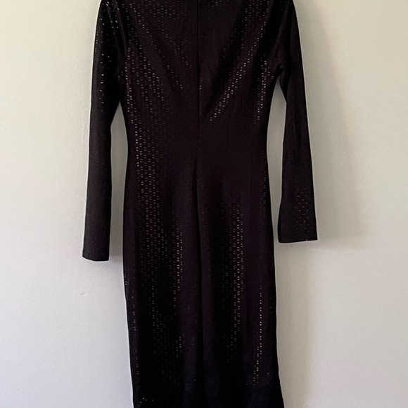 Attention NWT Bodycon Black Cut Out Long Sleeve Art Deco Dress SMALL - Picture 3 of 6